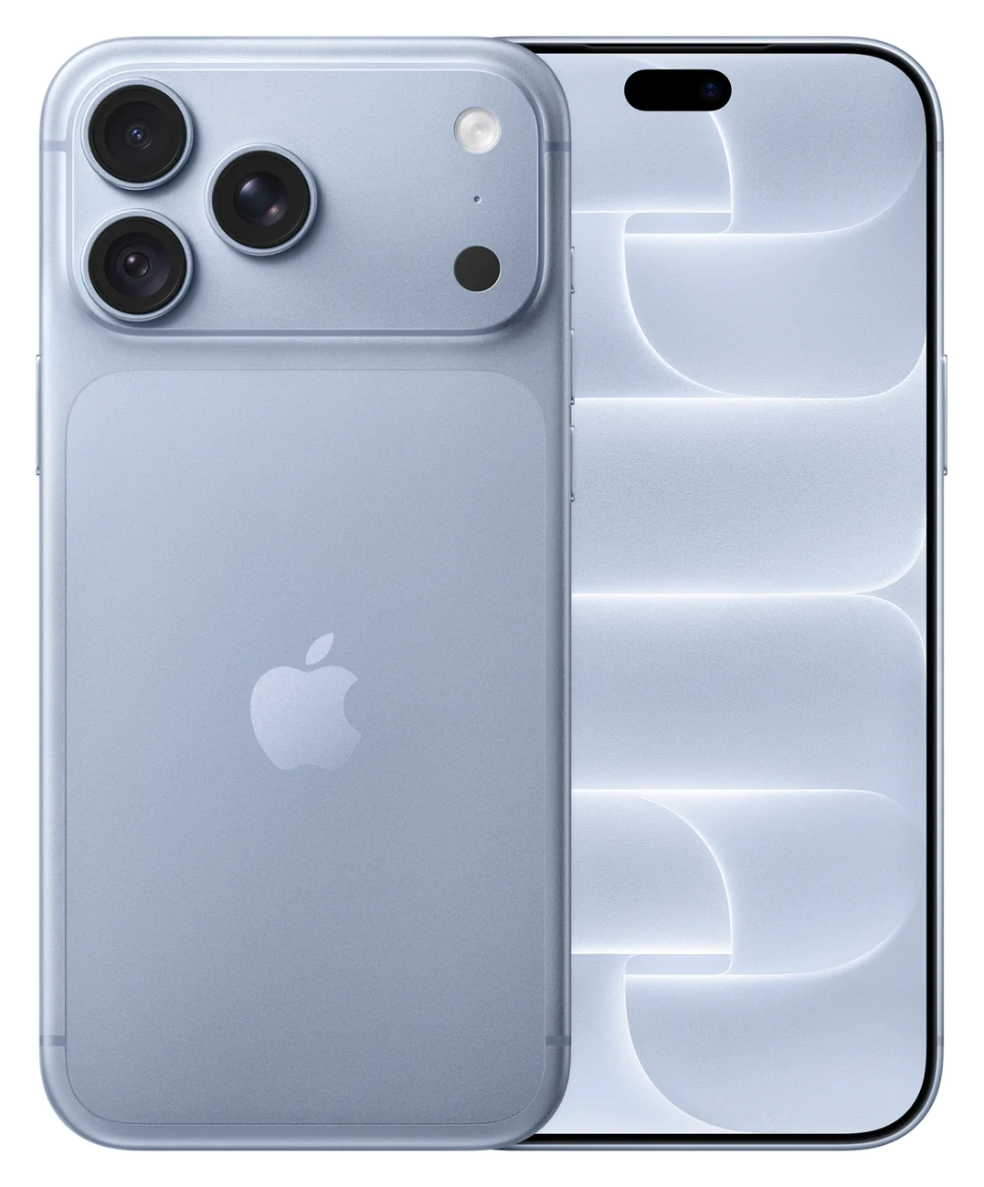 iPhone 18 Pro Max color glaciar, vista trasera y frontal