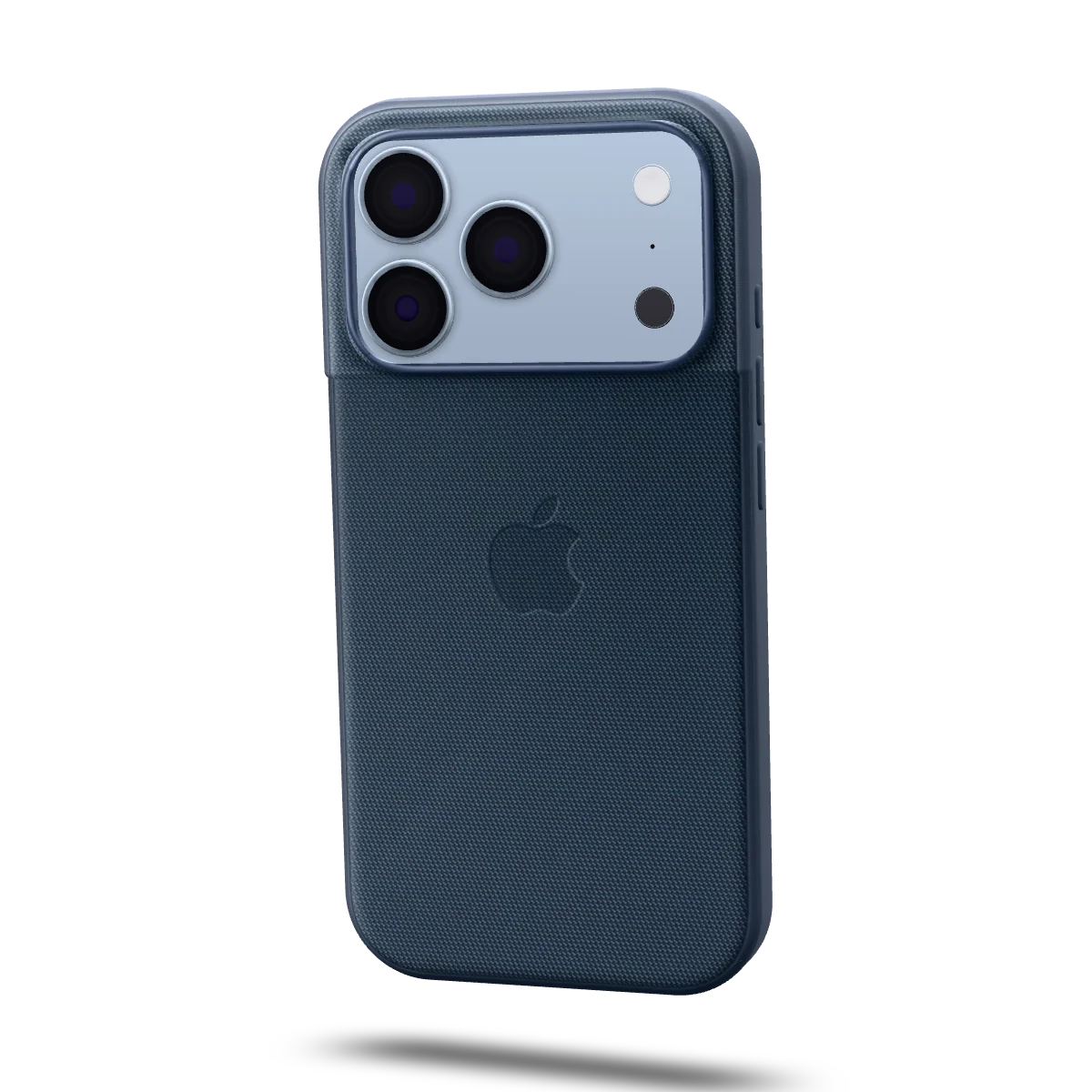 iPhone glaciar con estuche TechWoven azul, vista trasera